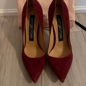 Sergio Rossi Burgundy Suede Pumps